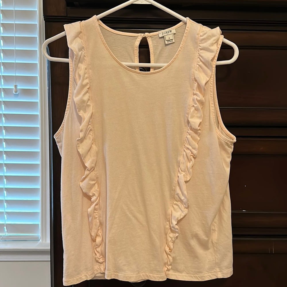 J Crew Ruffle Sleevless tee size M